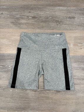 PINK Active‎ Women's Gray Black Biker Shorts Stretch Knit Gym Training S